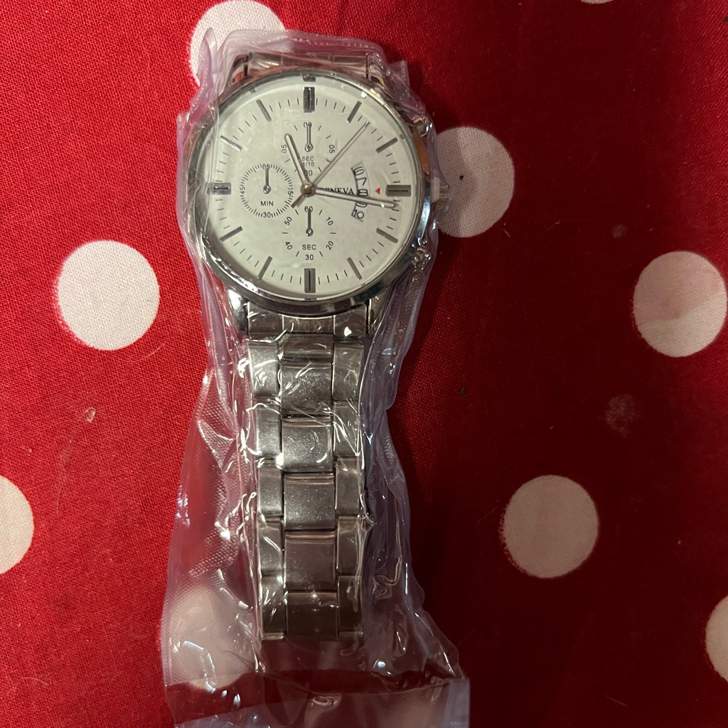 Silver Watch With White Face